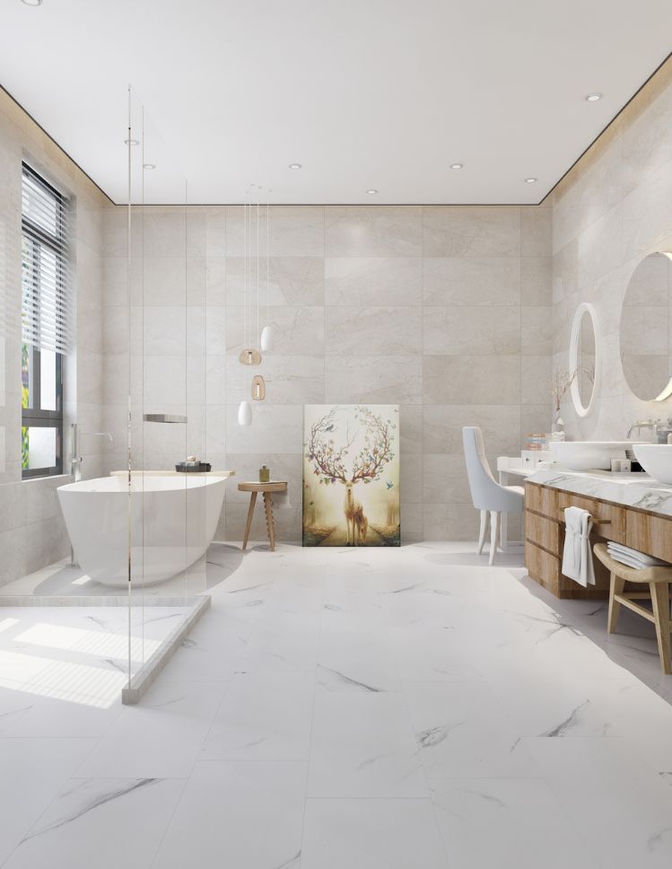 luxury vinyl tile floors in an Ontario bathroom