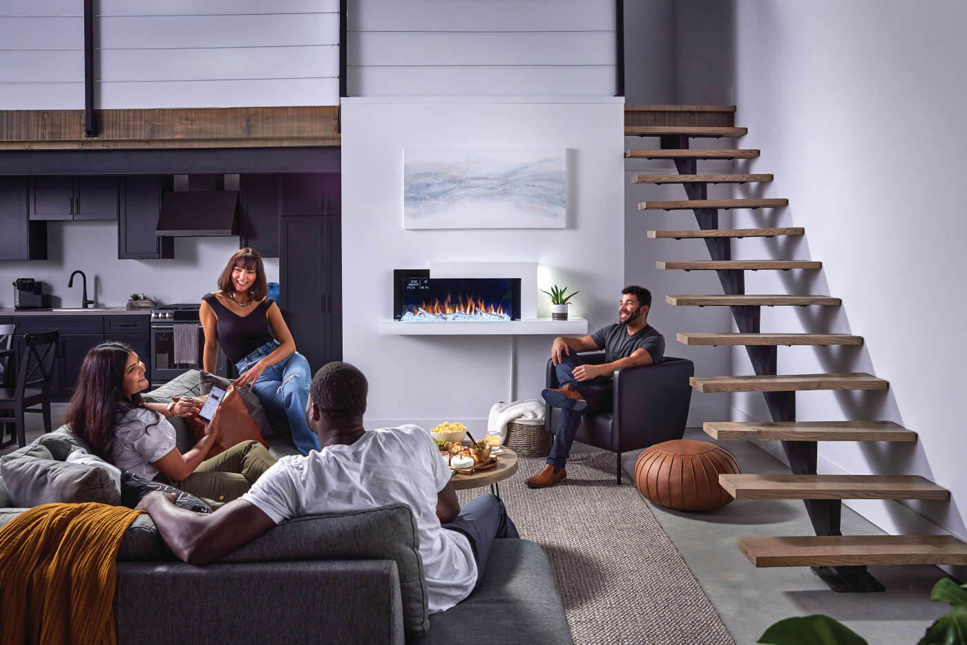 Stylus™ Cara Elite Electric Fireplace - Living Room View